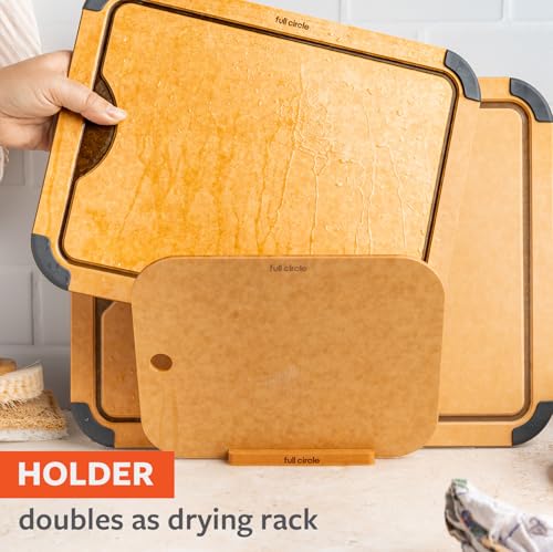 Full Circle 3-Piece Better-Than-Wood Cutting Board Set with Holder - Dishwasher Safe