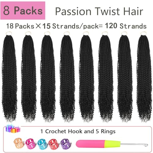 Alrence Passion Twist Hair 26 Inch Water Wave Crochet Hair - 1B# - Pack of 8