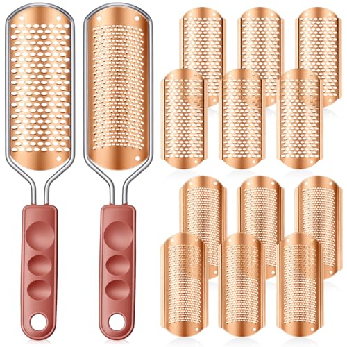 Rose Gold 14-Piece Foot File Pedicure Tool Set | Rustproof Callus Remover