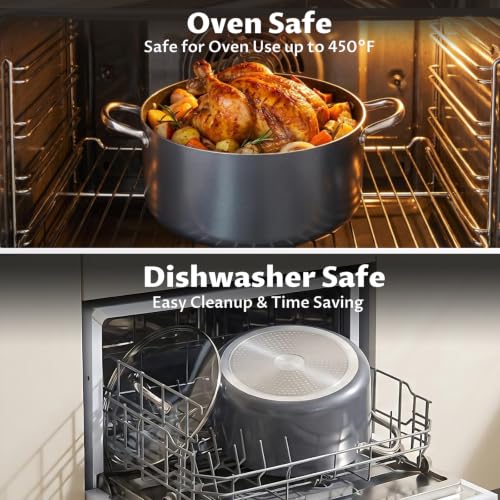 BEZIA 12 Quart Nonstick Stock Pot with Lid - Large Induction Cooking Pot