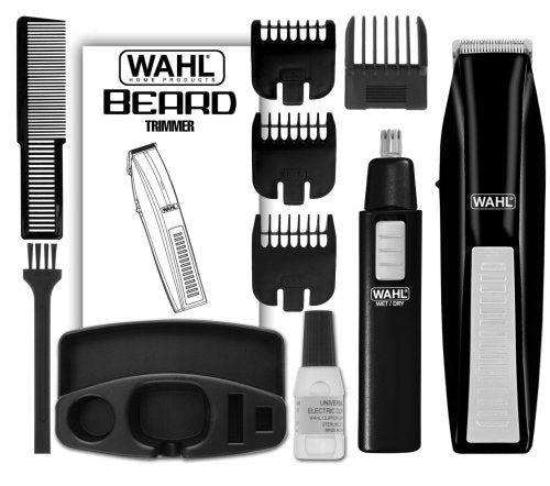 Cordless Beard Trimmer with Nose, Ear & Brow Attachments - Rechargeable