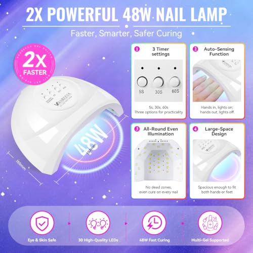 VANREESA Fall Gel Nail Polish Set with UV Lamp & Nail Drill - 55 Elegant Retro Tone