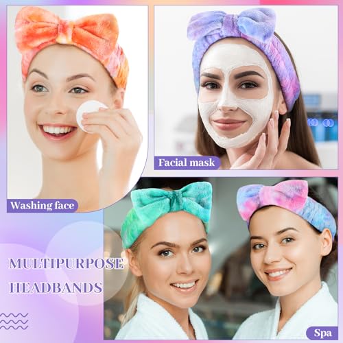 Tie-Dye Elastic Face Wash Headbands - Pack of 24 for Makeup & Skincare