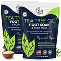 Tea Tree Oil Epsom Salt Foot Soak for Toenail Fungus & Tired Feet - 16oz Pack of 2