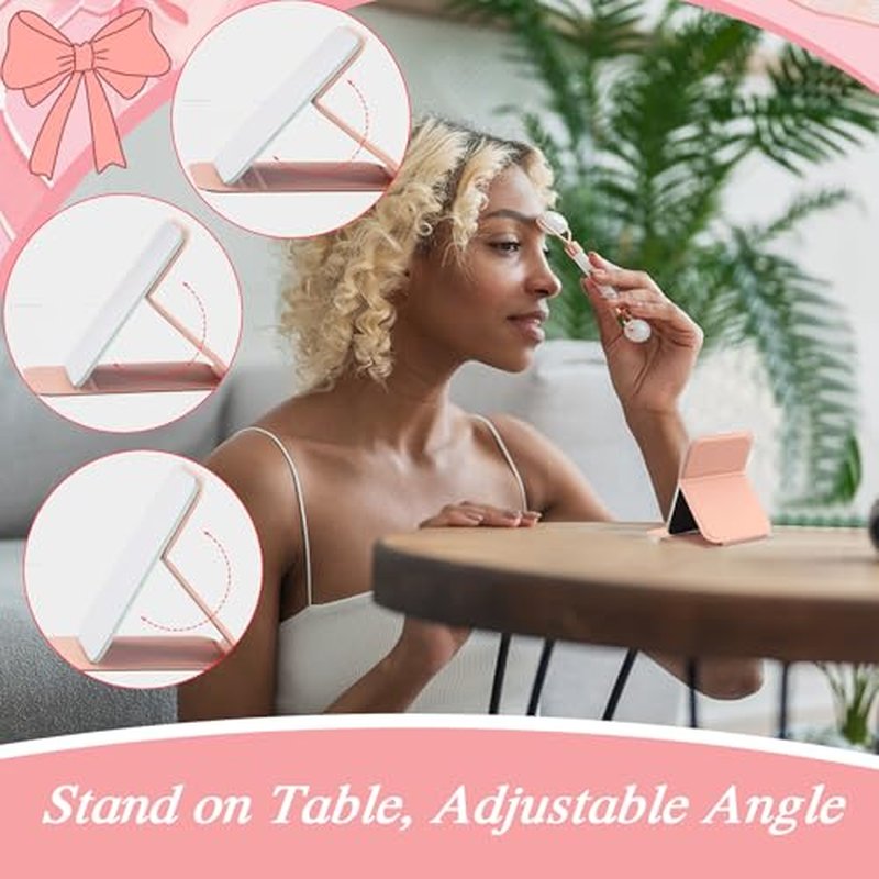 24 Pcs Compact Portable Mirror Bulk Handheld Folding Pocket Makeup Mirror 4.2'' Travel Ultrathin Mirrors for Camping Home Office Sleepover Party Women Mom Party Gift (Rectangle,Morandi)