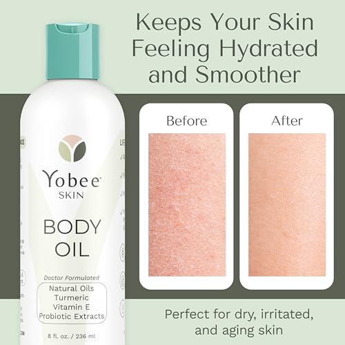 Yobee Hydrating Body Oil for Dry, Itchy, Sensitive Skin, Eczema & Psoriasis, Dermatologist Formulated, Moisturizing After Shower Dry Skin Treatment, Natural Formula, 8oz