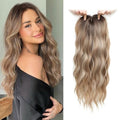 Light Brown Blonde Highlights Hair Topper 20 Inch Wavy Curly for Thinning Hair