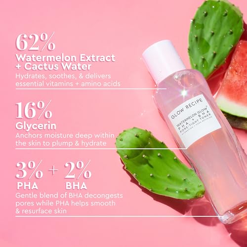 Glow Recipe Toner Duo - Glow Recipe PHA+BHA Pore Minimizer & Facial Exfoliator for Glass Skin - Tightening & Hydrating Skincare with Hyaluronic Acid (150 ml & 40 ml)