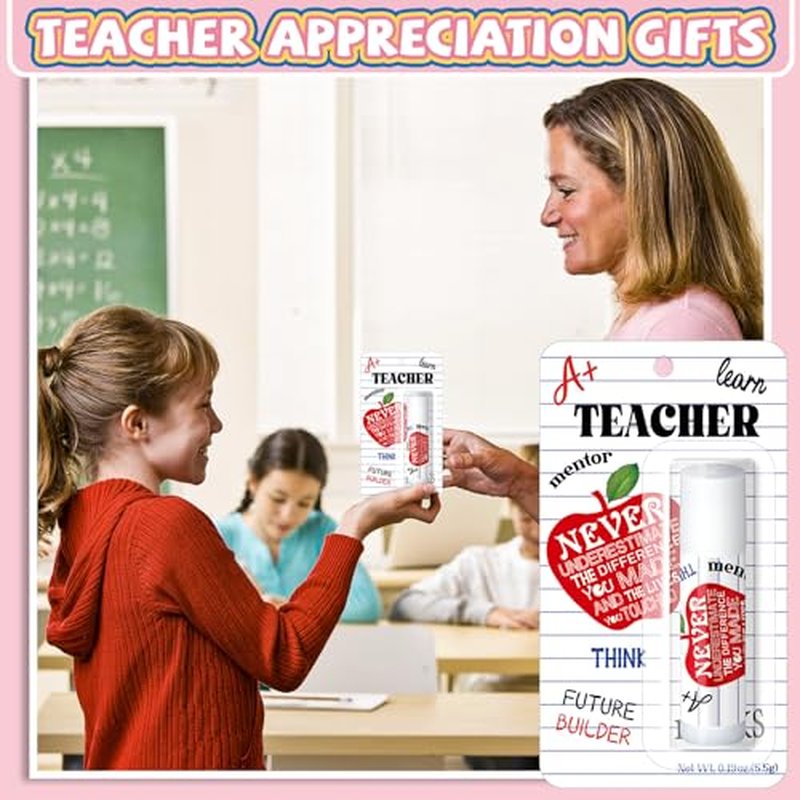 60 Pack Teacher Employee Appreciation Gift Bulk Lip Balm Employee Staff Appreciation Teacher Staff Team Thank You Gift Bulk Honey Flavor Balm Inspirational Party Favors for Women Men (Classic)