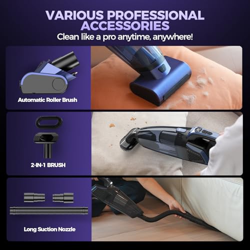 Cordless Pet Hair Handheld Vacuum Cleaner - 20000PA Strong Suction, Blue