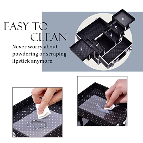 FRENESSA Black Makeup Train Case with 6 Trays 11.8 Inch Portable Cosmetic Organizer