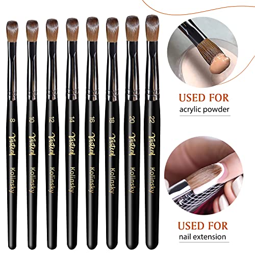 Yasterd Acrylic Nail Brush 12# Black Oval Crimped Kolinsky Sable for Nail Art