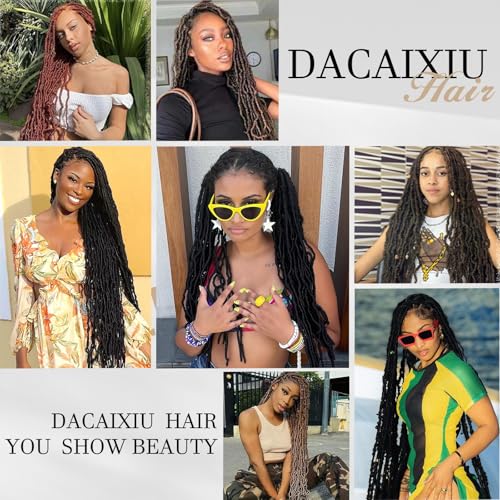 DACAI XIU 24 Inch Faux Locs Crochet Hair Pre-Looped 1B/99J/530# Pack of 7