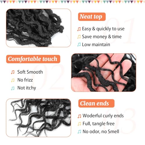 Goddess Locs Crochet Hair 12 Inch Faux Locs for Black Women - 6 Packs, Pre Looped, Curly Ends, 1B - Variation of THIS listing