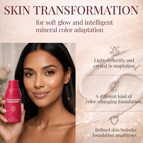 Color Changing Foundation with SPF 50 - Hydrating Liquid Makeup for Mature Skin