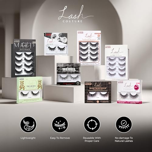 KISS Naked Drama, False Eyelashes, 'Multipack Taffeta', 14mm, Includes 4 Pairs Of Lashes, Easy to Apply, Reusable Lash Clusters