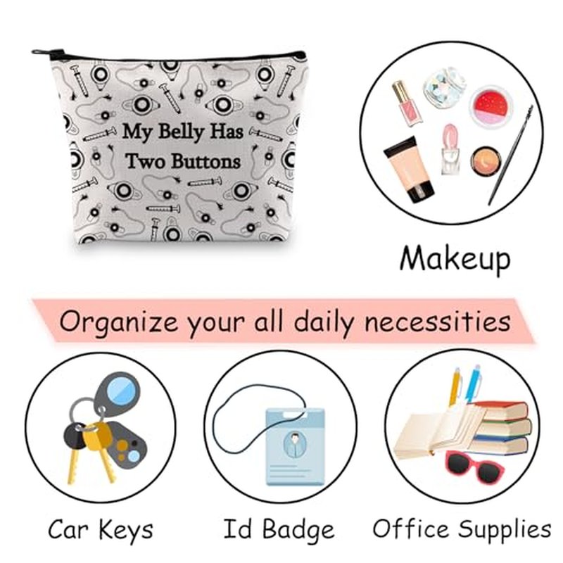 JXGZSO G tube Cosmetic Pouch Feeding Tube Awareness Gifts My Belly Has Two Buttons Makeup Bag After Surgery Recovery Gifts G tubes Gift