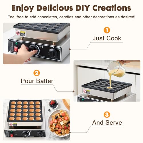 Grey Mini Pancake Maker 25 Pcs Commercial Dutch Muffin & Waffle Machine