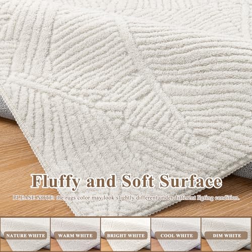 Ileading 6x9 ft Beige Tropical Banana Leaf Area Rug, Non-Slip Fluffy Carpet for Living Room & Bedroom