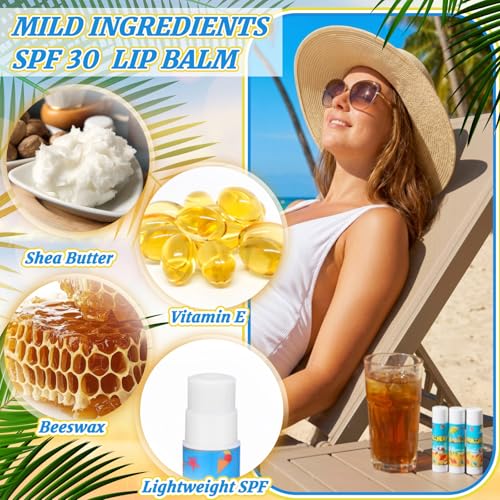 Demissle 24 Pack SPF 30 Lip Balm with Summer Beach Design - Bulk Party Favors