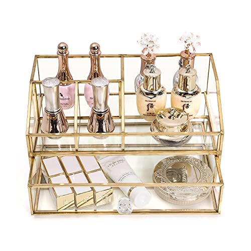 5-Compartment Glass Makeup Brush Organizer Jewelry Display Box - Nordic Style