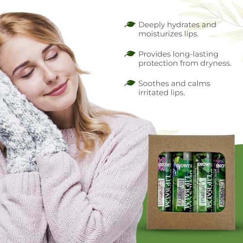 Snowy Summit Devil's Club Lip Balm Set - Contains Fireweed, Lavender, Blueberry - Natural Moisturizing Chapstick with Vitamin E - Handcrafted in Alaska - 4 x .15 oz Tubes for Soft, Smooth Lips