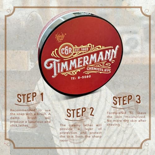 WhollyKaw Shaving Soap | Luxury Dense, Rich & Creamy Lather Tallow Wet Shave Puck Notes of Rum, Vanilla, Tobacco, Cinnamon, Woody, Powdery scent. | Grooming and Skincare for Men 4 oz - Timmermann Red
