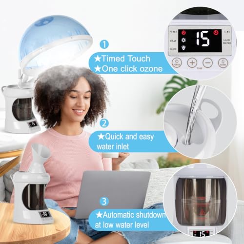 2-in-1 Hair and Facial Steamer with Ozone Nano Mist for Home & Salon Use