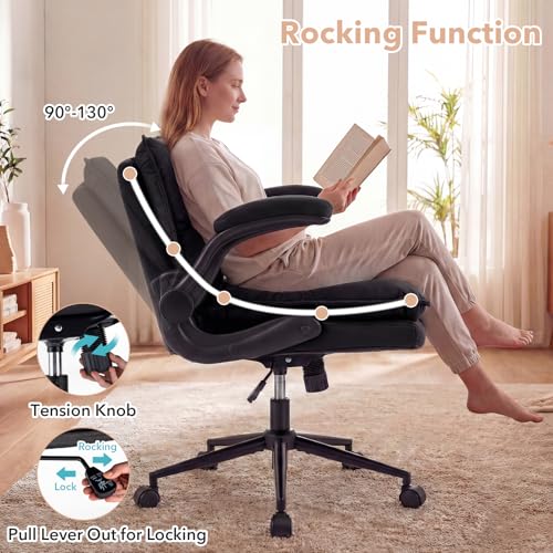 Charcoal Black GIANTEX Criss Cross Office Chair with Flip-Up Arms, Adjustable Height