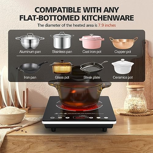 Ceramic Hot Plate 1800W Portable Electric Cooktop - 110V Single Burner