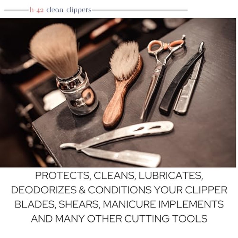 H-42 Clipper Blade Cleaner ? Waterless Clipper Cleaner for Barbers, Anti-Rust Formula for Clippers and Trimmers, Cleans and Cools Blades, 8oz Spray Bottle (Pack of 1)