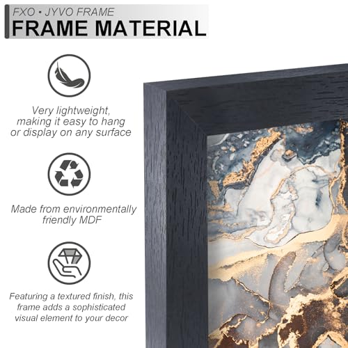 Fxojyvo 28x40 Inch Black Engineered Wood Picture Frame Set of 2 Wall Mounts