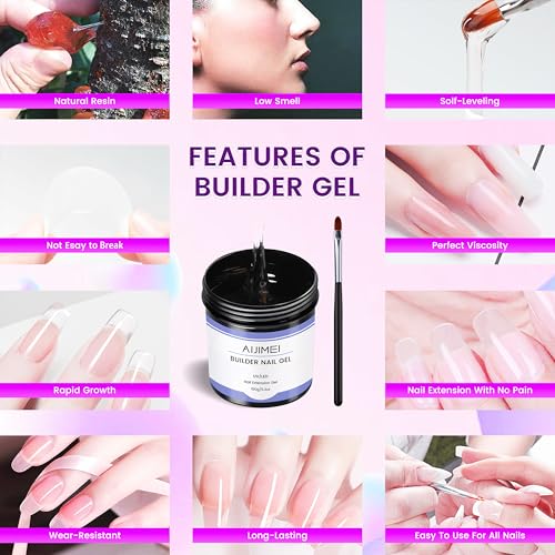 AIJIMEI Clear Builder Nail Gel Set 150g Quick Dry Hard Extension & Reinforcement
