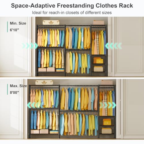 Heavy Duty Expandable Clothes Rack - Black Freestanding Garment Organizer