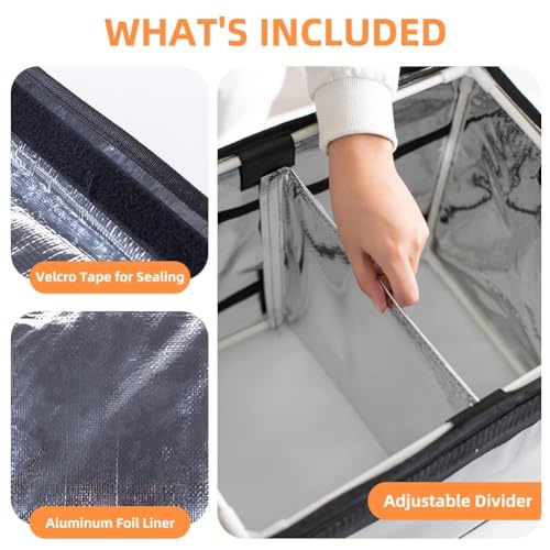 TooCust XXXL Insulated Food Delivery Bag Black 20.5 x 16.5 x 16.5 inches - Waterproof & Foldable Commercial Pizza Bag with Divider