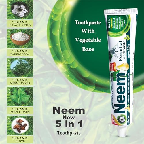 Neem Essential Toothpaste 6-Pack - Fluoride-Free 5 in 1 Oral Care