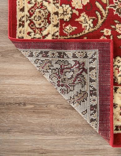 5'3 x 8' Burgundy and Cream Area Rug - Sialk Hill Collection, Unique Loom