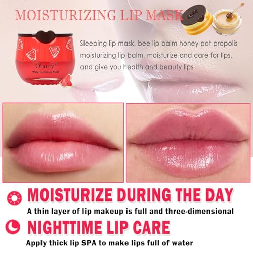 9 PCS Bee Lip Balm Honey Pot, Strawberry, Watermelon, Coconut, Aloe, Cherry, Grape & Peach Flavors, Honey Lip Balm Bulk, Moisturizing Lip Mask Overnight for Dry Cracked Lips, Reduce Lip Lines