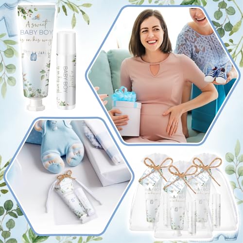 Boy Clothes Baby Shower Favors - 24 Hand Cream & Lip Balm Gift Sets