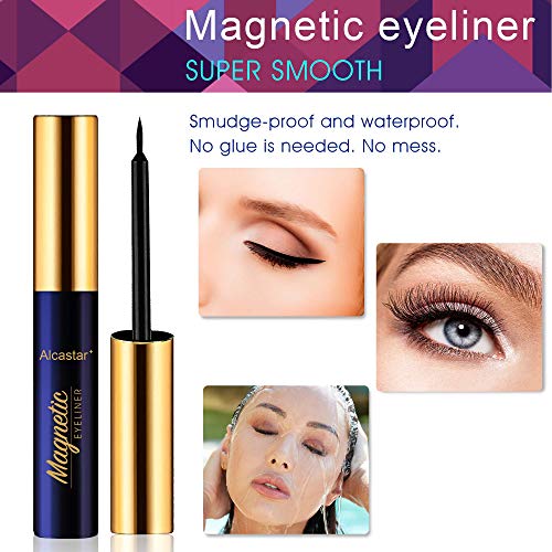 Alcastar Magnetic Eyelashes with Eyeliner Kit, Magnetic Lashes Natural Looking with, Reusable,Long Lasting, Easy Apply,Cruelty-Free (ATZ1004-A1)