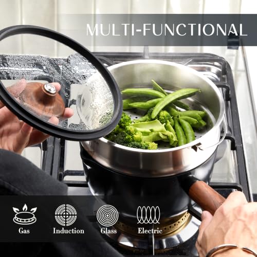 Ceramic Cookware Set - 21 Pieces with Non-Stick Coating & Glass Lids - Black