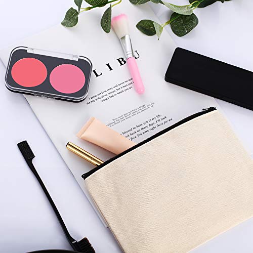 Frienda 18 Pcs Canvas Makeup Bags with Zipper - Large Multipurpose Cosmetic Organizer Set