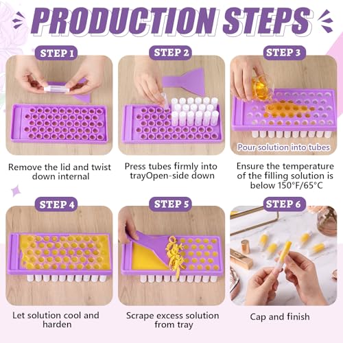 White & Clear 5g Lip Balm Tubes Kit with Filling Trays & Spatulas - DIY Lipstick & Perfume Containers