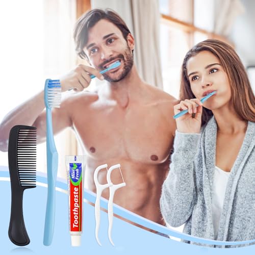 Disposable Toothbrush Set with Toothpaste Floss Comb - Bulk Travel Kit for Hotels & Homeless