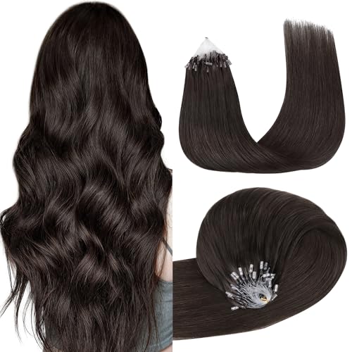 Dark Brown Micro Link Hair Extensions 18 Inch 50g for Reusable I Tip & U Tip
