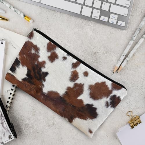Western Makeup Bag, Cow Print, Cosmetic Bag, Women's Accessory, Brown