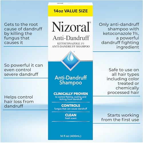 Nizoral Anti-Dandruff Shampoo with 1% Ketoconazole, Fresh Scent, 14 Fl Oz (Pack of 2)