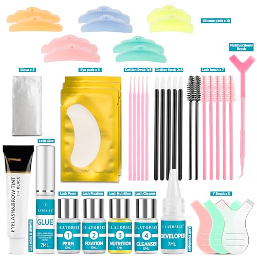 LASH Lift Kit for Beginners - 5-in-1 Eyelash Perm & Brow Lamination Set with Keratin - Home Salon & DIY Beauty