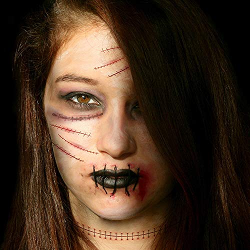 Halloween Temporary Tattoos Day of the Dead Face Tattoos Spider Eye Web Tattoos Sticker 12 Sheets Day of the Dead Makeup Decals for Halloween Party Decorations