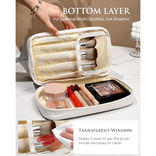 Easter Basket-Women Gifts, Bridesmaid Gift, Initial Large Makeup Bag, Travel Essentials, Personalized Cosmetic Bag with Makeup Brush Organizer, Toiletry Bag, Gifts for Female Mom-Girl Gift